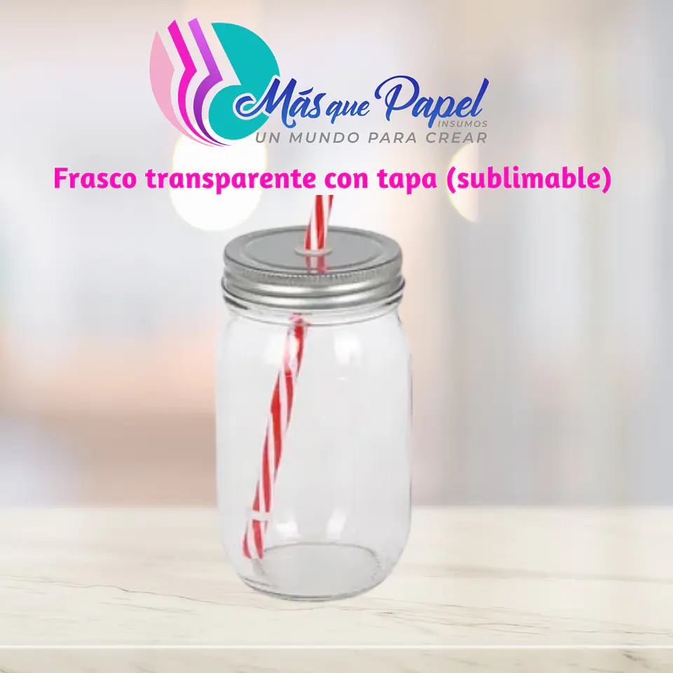 Frasco Jarrito con tapa Transparente (Sublimable) 1