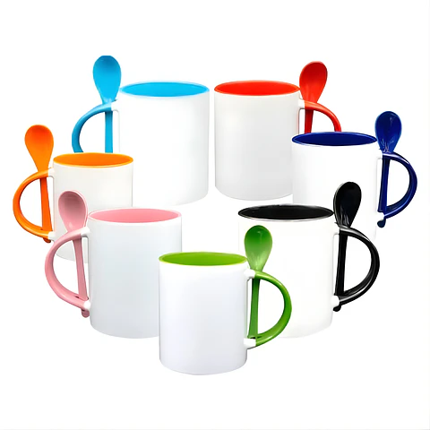 Tazón Sublimable de color con cuchara