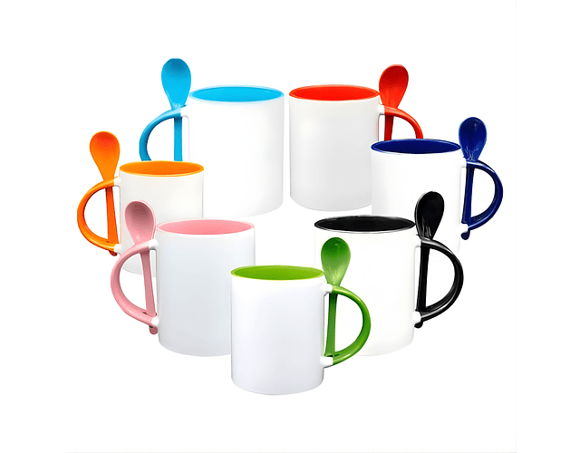 Tazón Sublimable de color con cuchara