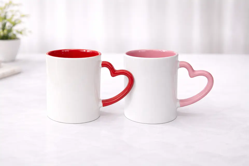 Tazón 11 oz Asa de corazón e interior de color 1