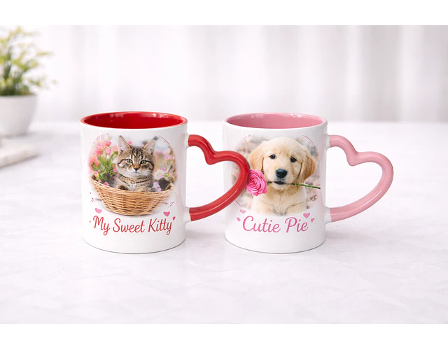 Tazón 11 oz Asa de corazón e interior de color