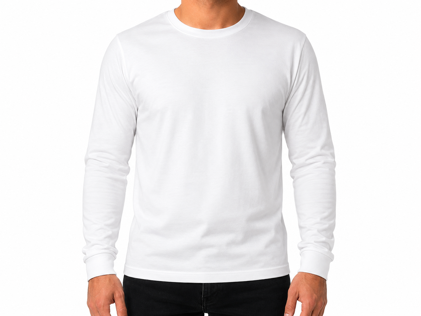 Polera Algodón Manga Larga Blanca Adulto 1