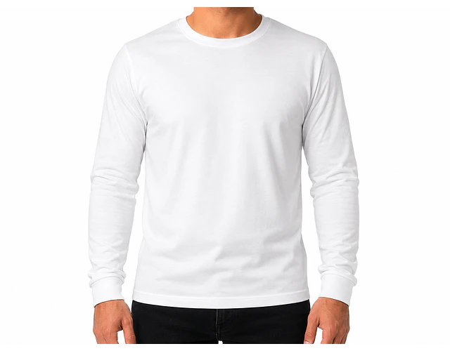 Polera Algodón Manga Larga Blanca Adulto