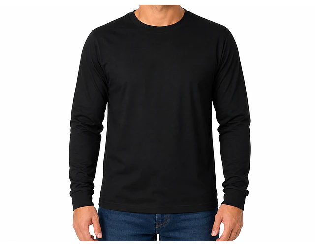 Polera Algodón Manga Larga Negra Adulto