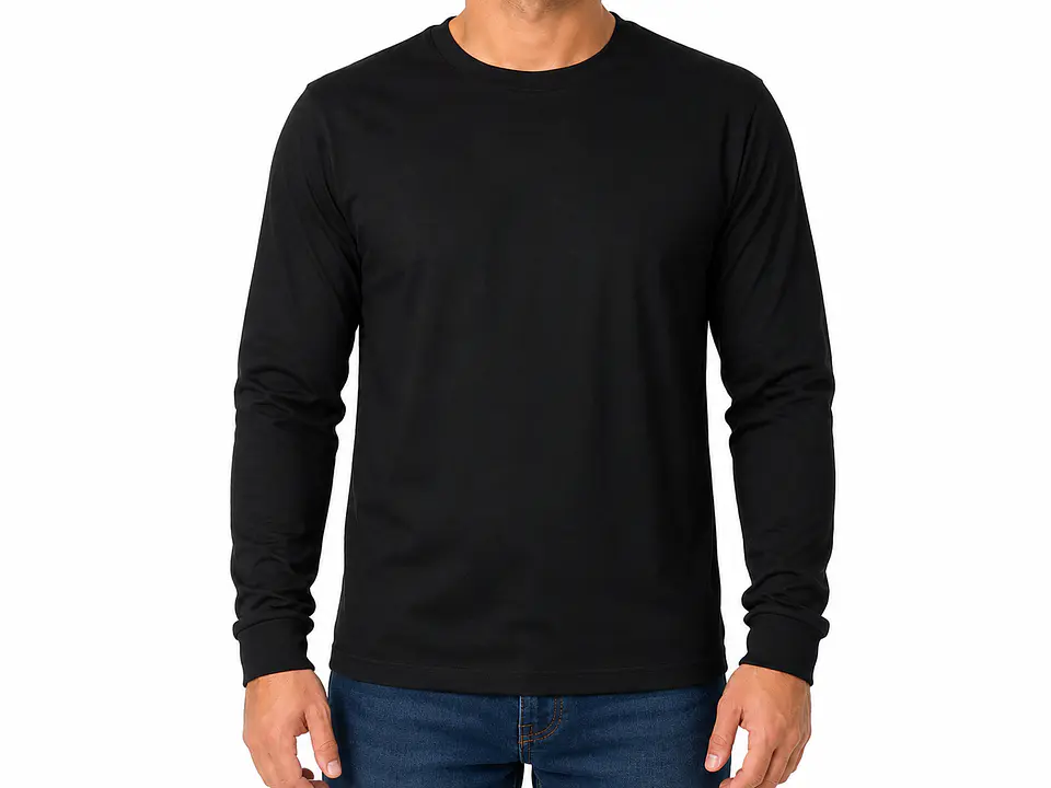 Polera Algodón Manga Larga Negra Adulto 1