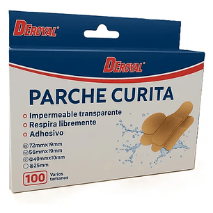 Parche Curita DeRoyal – Caja x100 Unidades (4 Tamaños)