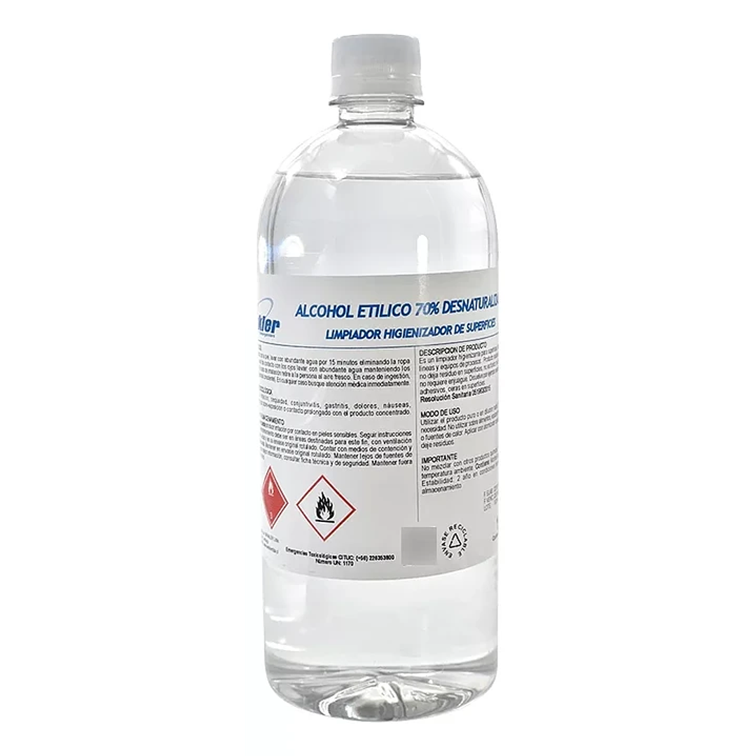 Alcohol Etílico Desnaturalizado Líquido 70% – 1 Litro, 500 ml y 250 ml 2