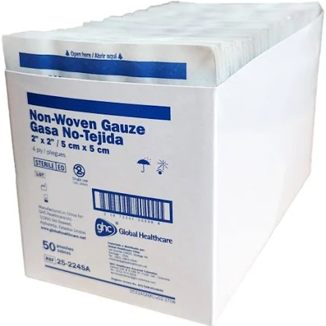 Global Healthcare – Gasa No Tejida Estéril por Caja (10x10 cm, 7.5x7.5 cm y 5x5 cm) 2