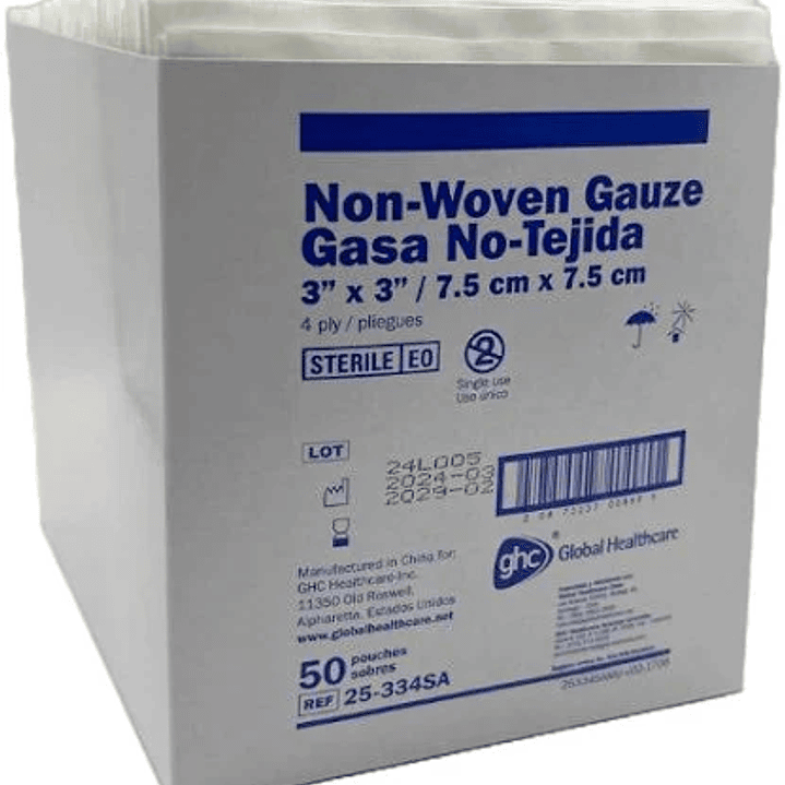 Global Healthcare – Gasa No Tejida Estéril por Caja (10x10 cm, 7.5x7.5 cm y 5x5 cm) 3