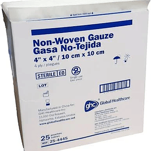 Global Healthcare – Gasa No Tejida Estéril por Caja (10x10 cm, 7.5x7.5 cm y 5x5 cm)