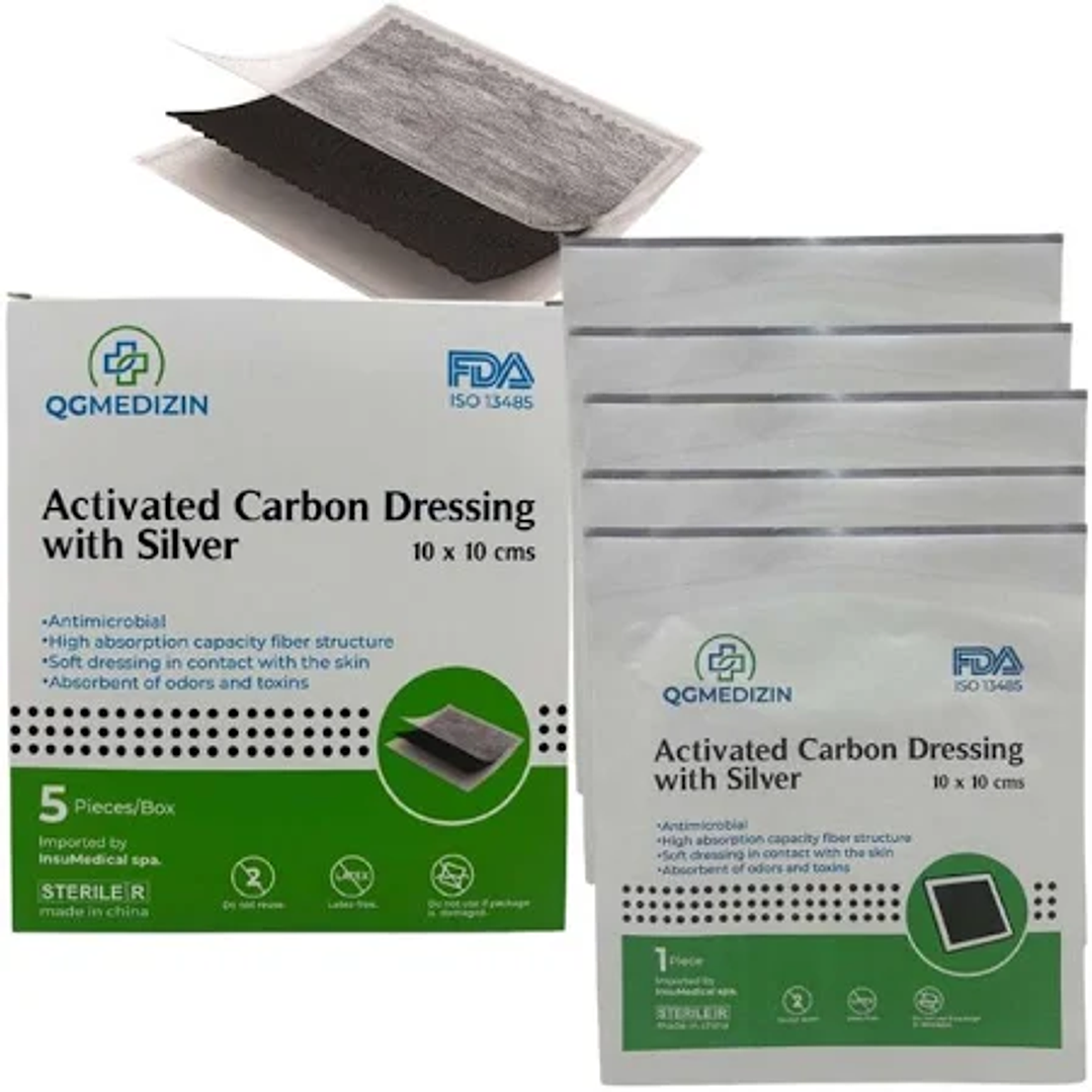 Apósito de Carbón Activado con Plata (Ag) – 10 x 10 cm (1 Unidad) 1