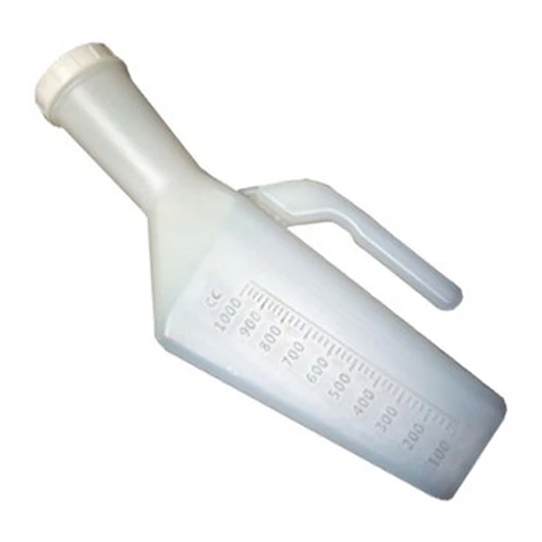 Pato urinario plástico masculino c/tapa (cuello corto o largo) – unidad 2