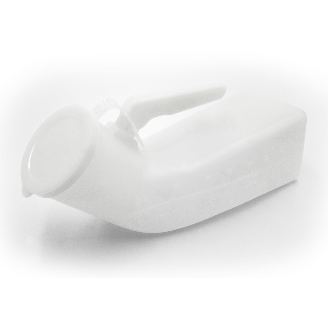 Pato urinario plástico masculino c/tapa (cuello corto o largo) – unidad 1