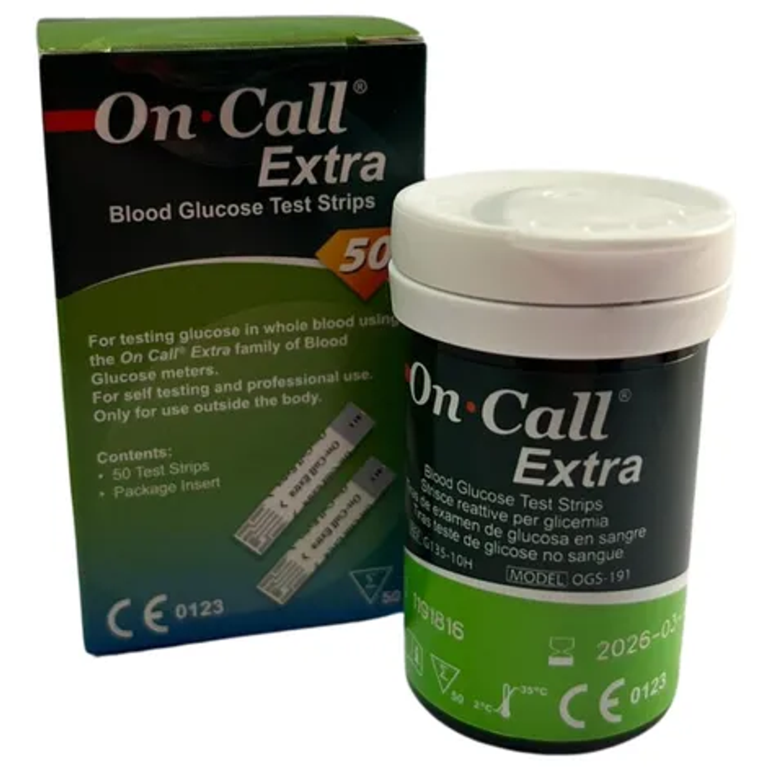 Tiras Reactivas para Glucómetro On Call Extra – 50 Unidades 2