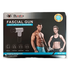 Masajeador Muscular Pistola Fascial Gun con 4 Accesorios – Color Plateado