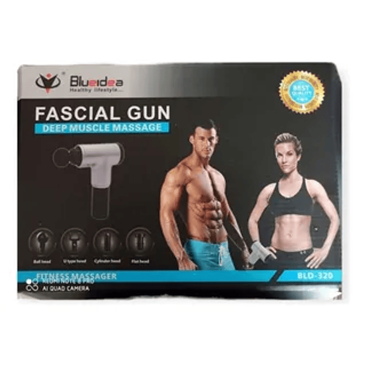 Masajeador Muscular Pistola Fascial Gun con 4 Accesorios – Color Plateado 1