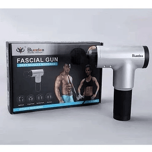 Masajeador Muscular Pistola Fascial Gun con 4 Accesorios – Color Plateado