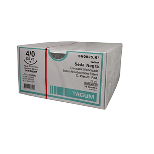 Sutura No Absorbible Estéril Seda Negra 4/0 HR 20 – TAGUM