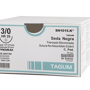Sutura No Absorbible Estéril Seda Negra 4/0 HR 20 – TAGUM