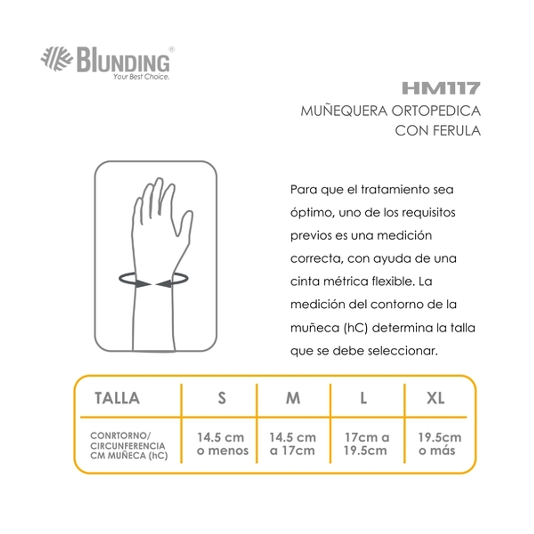 Muñequera Ortopédica con Férula Blunding HM-117 (Izquierda o Derecha) 4