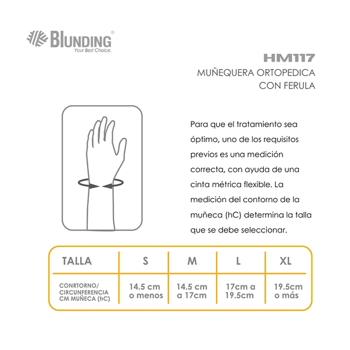 Muñequera Ortopédica con Férula Blunding HM-117 (Izquierda o Derecha) 4