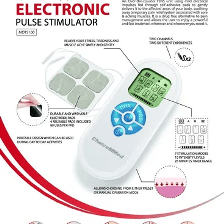 TENS ChoiceMMed – Estimulador Electrónico de Pulso 2