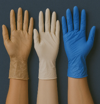 Guantes de látex, nitrilo y nitrilo