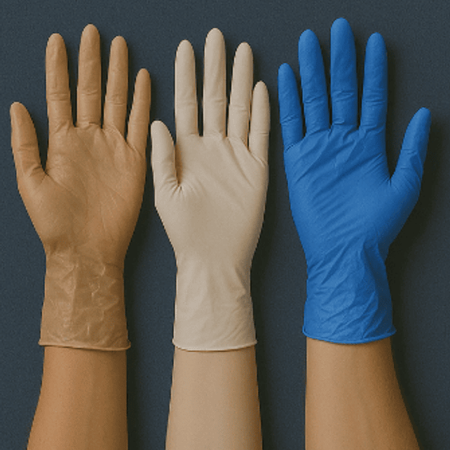 Guantes de látex, nitrilo y nitrilo