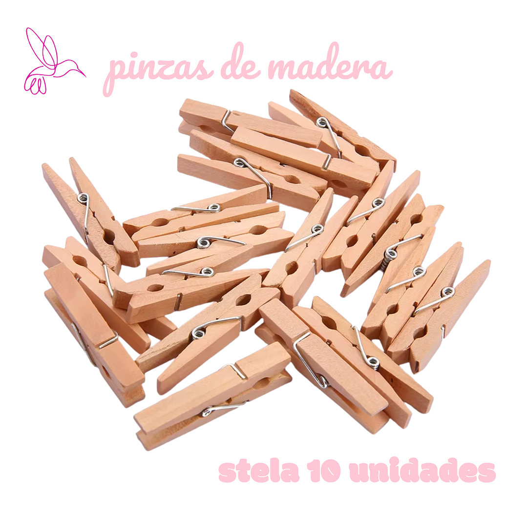 PINZAS DE MADERA MULTIUSO -STELA (PACK 10 UNIDADES) 1