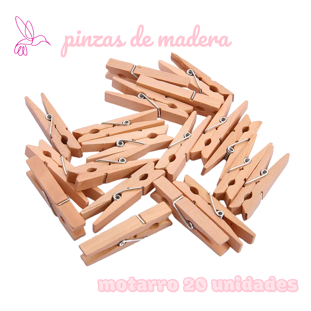 PINZAS DE MADERA-MOTARRO DIY (PACK 20 UNIDADES) 1