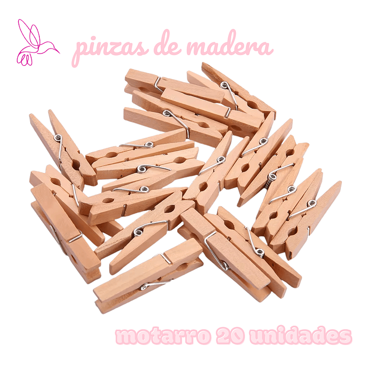 PINZAS DE MADERA-MOTARRO DIY (PACK 20 UNIDADES) 1