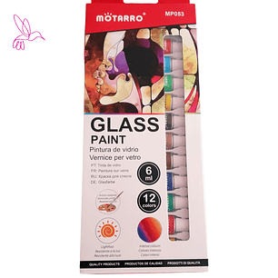 PINTURA DE VIDRIO (GLASS PAINT) - SET DE 12 COLORES 
