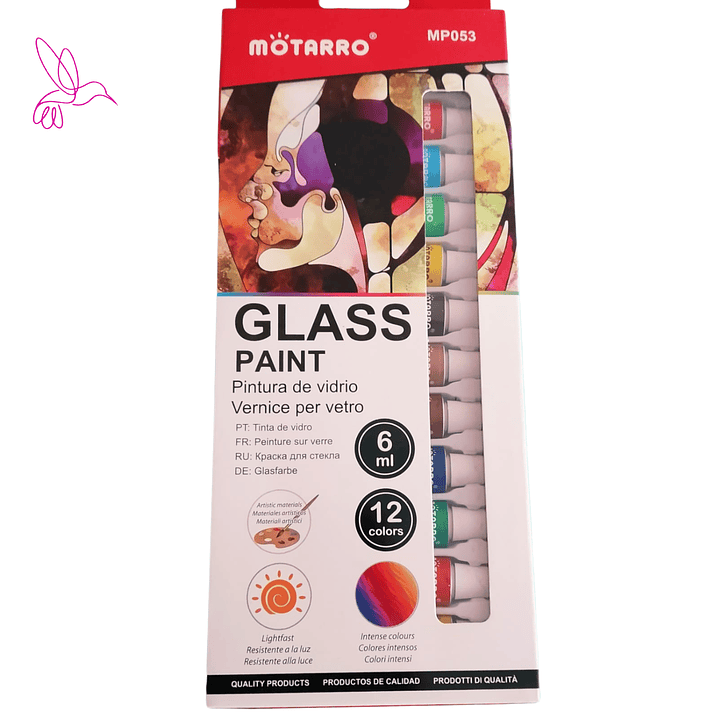 PINTURA DE VIDRIO (GLASS PAINT) - SET DE 12 COLORES  1