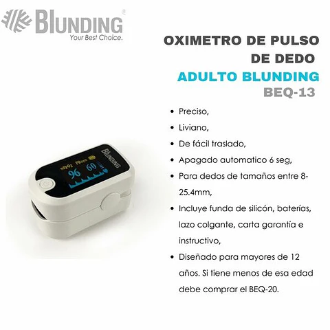Oxímetro de pulso de dedo adulto Blunding