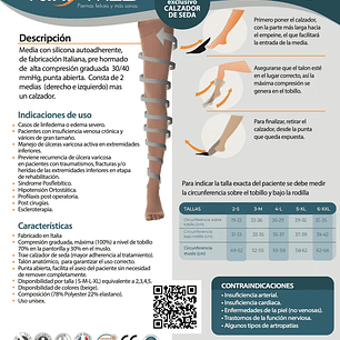 Media compresión graduada 30-40 mmHg  punta abierta con calzador