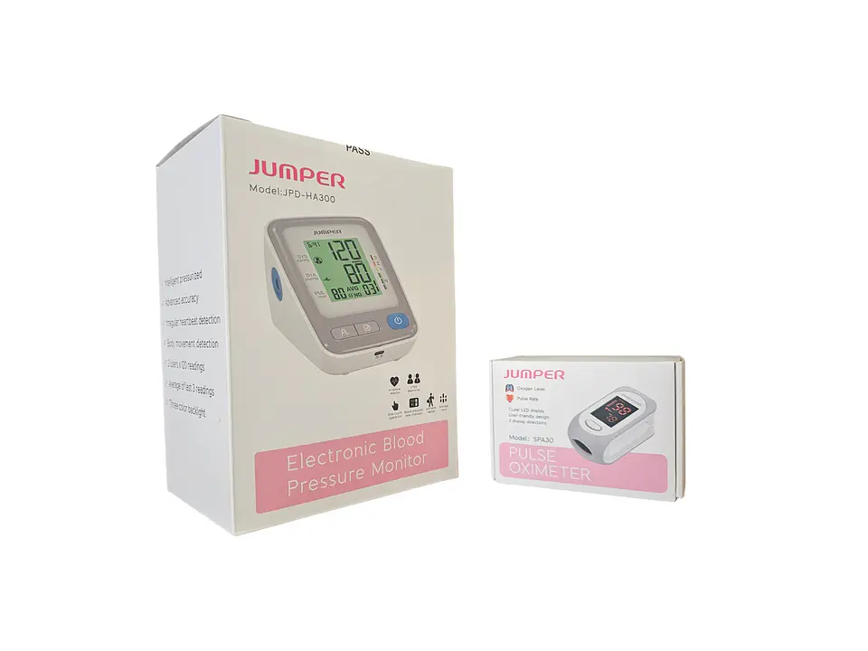 Pack tensiómetro digital de brazo + oxímetro de pulso Jumper 1