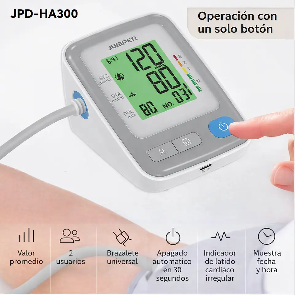 Pack tensiómetro digital de brazo + oxímetro de pulso Jumper 2