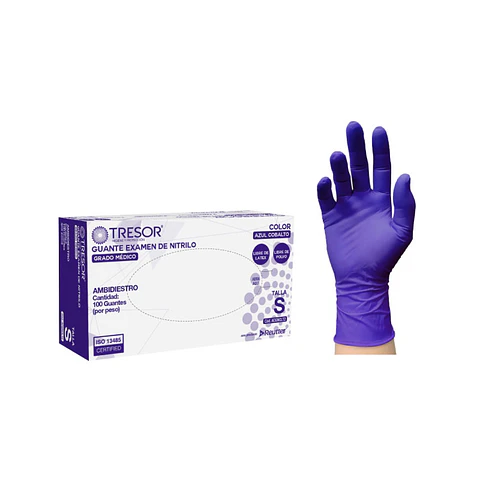 Guantes de Nitrilo Desechables, azul cobalto, caja  100 unidades