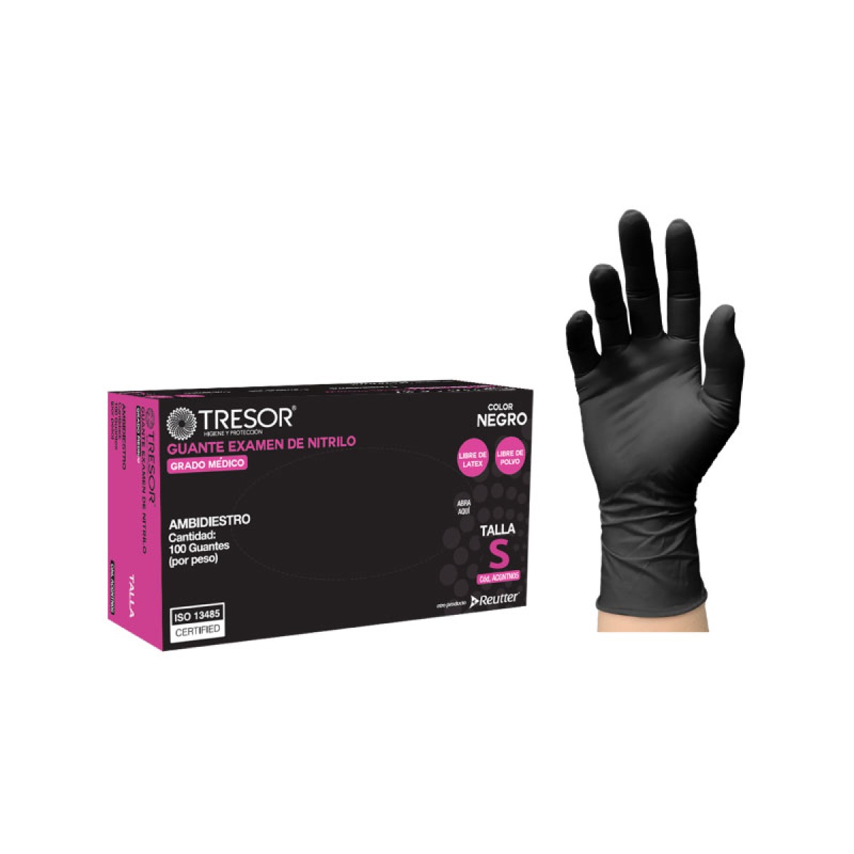 Guantes de Nitrilo Desechables, Negro, caja  100 unidades 1