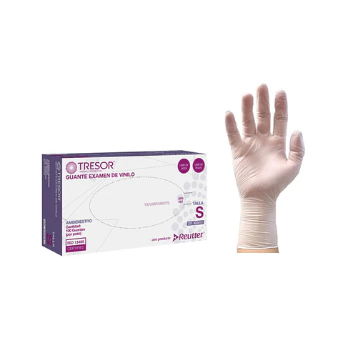 Guantes de vinilo Desechables, Transparente, caja  100 unidades