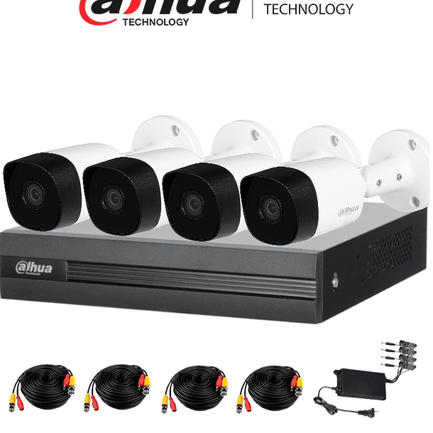 Kit de Vigilancia con 4 Cámaras Dahua Domo 2MP