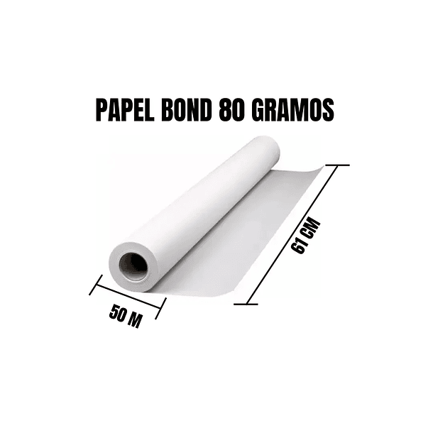 80 GRAMOS 61 CM X 50 MTS - ROLLO PAPEL BOND