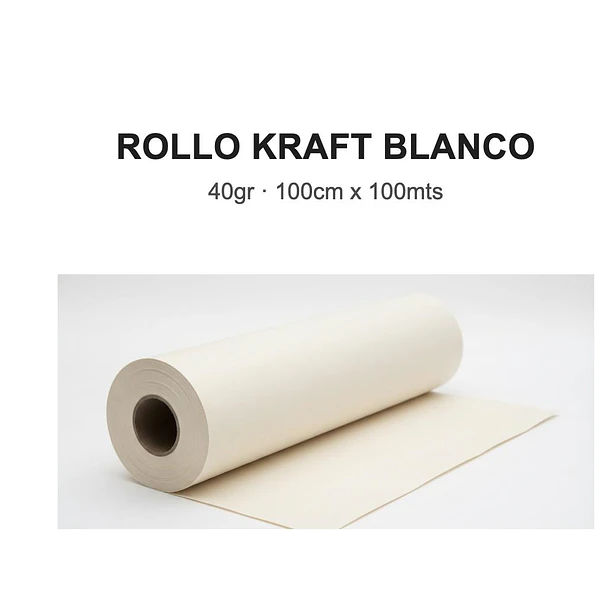 40 GRAMOS - 100CM X 100M ROLLO PAPEL KRAFT BLANCO