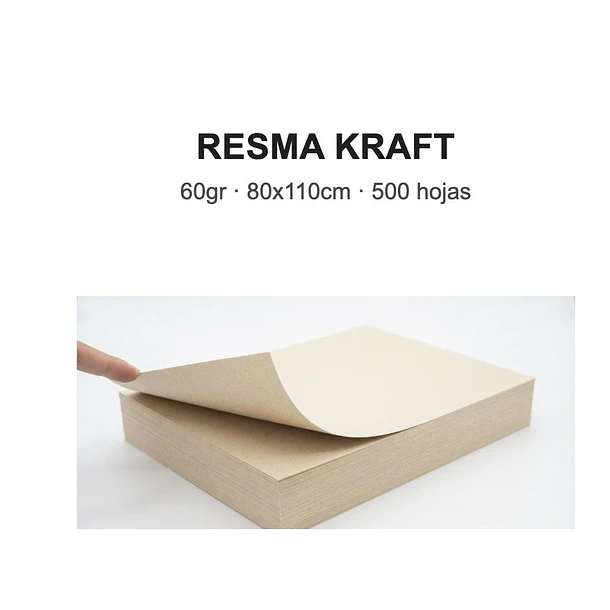 KRAFT 60 GRAMOS 80X110CM 500 HOJAS RESMA