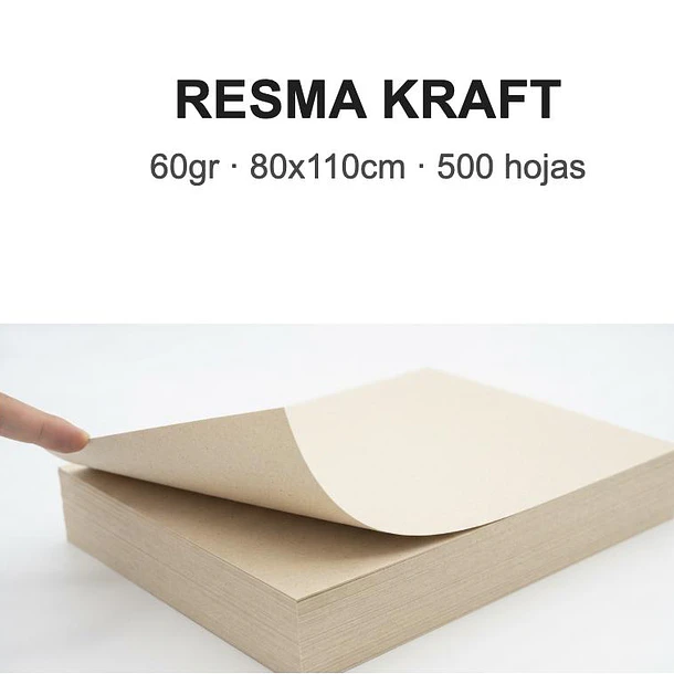 KRAFT 60 GRAMOS 80X110CM 500 HOJAS RESMA