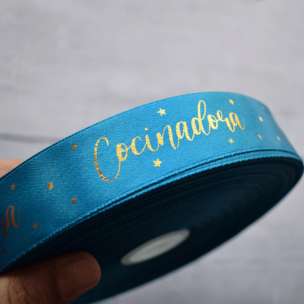 Cinta Satín/Raso personalizada con estampado dorado 25