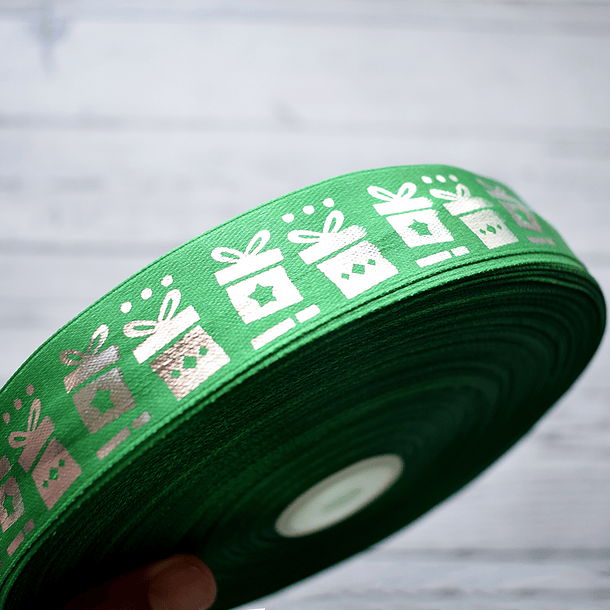 Cinta Satín/Raso personalizada con estampado plateado 15