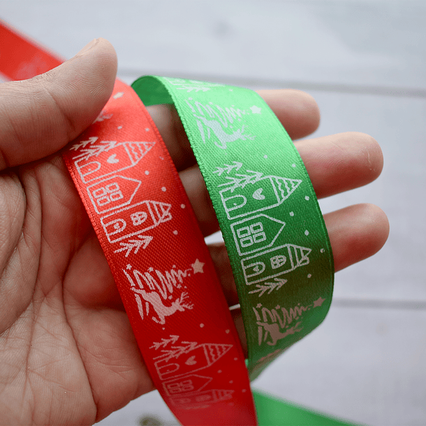 Cinta Satín/Raso 2.5 cm personalizada con estampado blanco 4