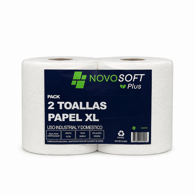 Toalla de Papel NovoSoft Dispensador 190 Metros X2 Rollos