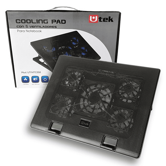 Cooler para notebook 12 -17″, 5 ventiladores de alto rendimiento con velocidad ajustable / mod. UT-NTC050
